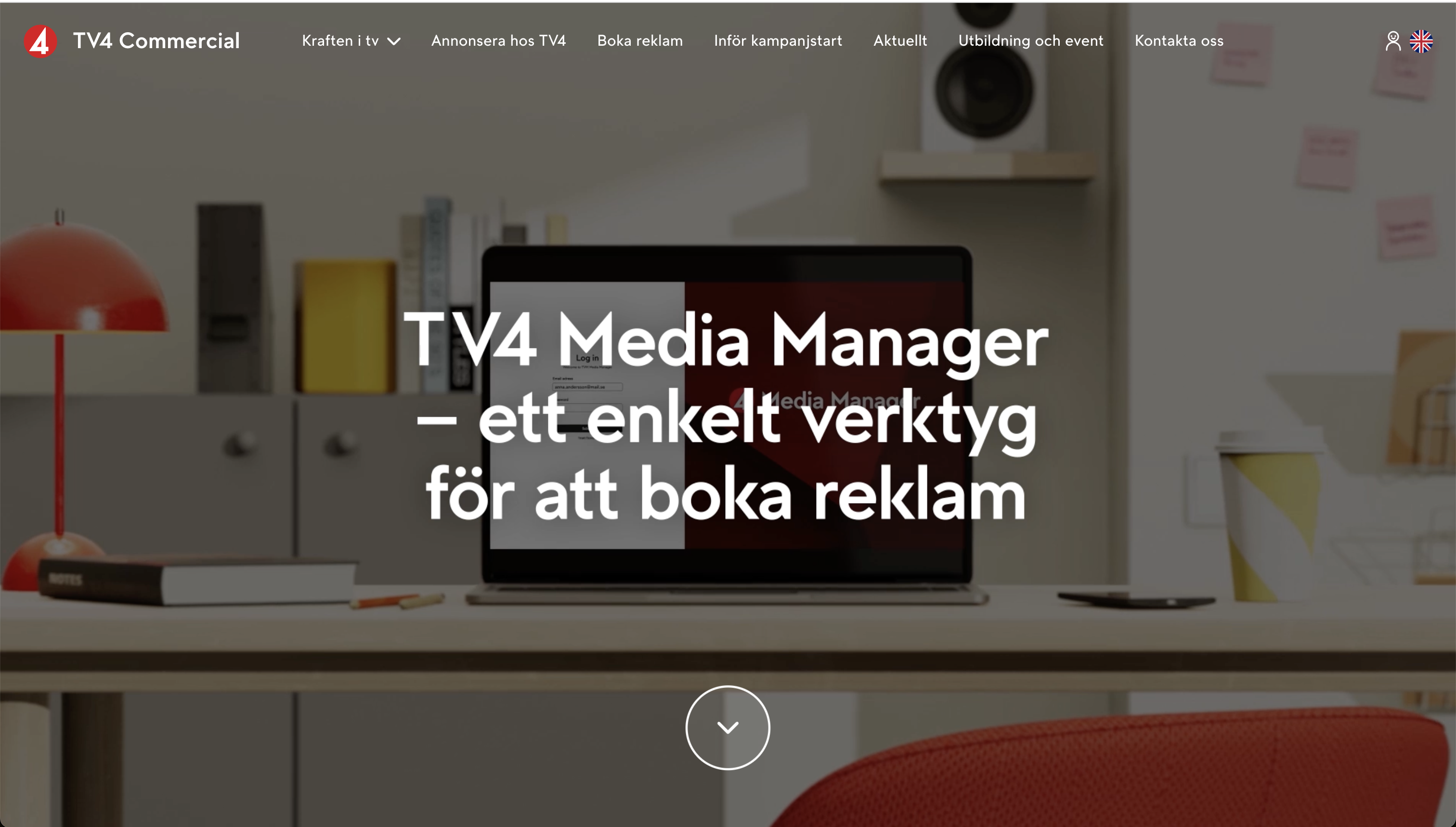Skärmbild av TV4 Commercials — ett CMS-system för hantering av kommersiella samarbeten på TV4.